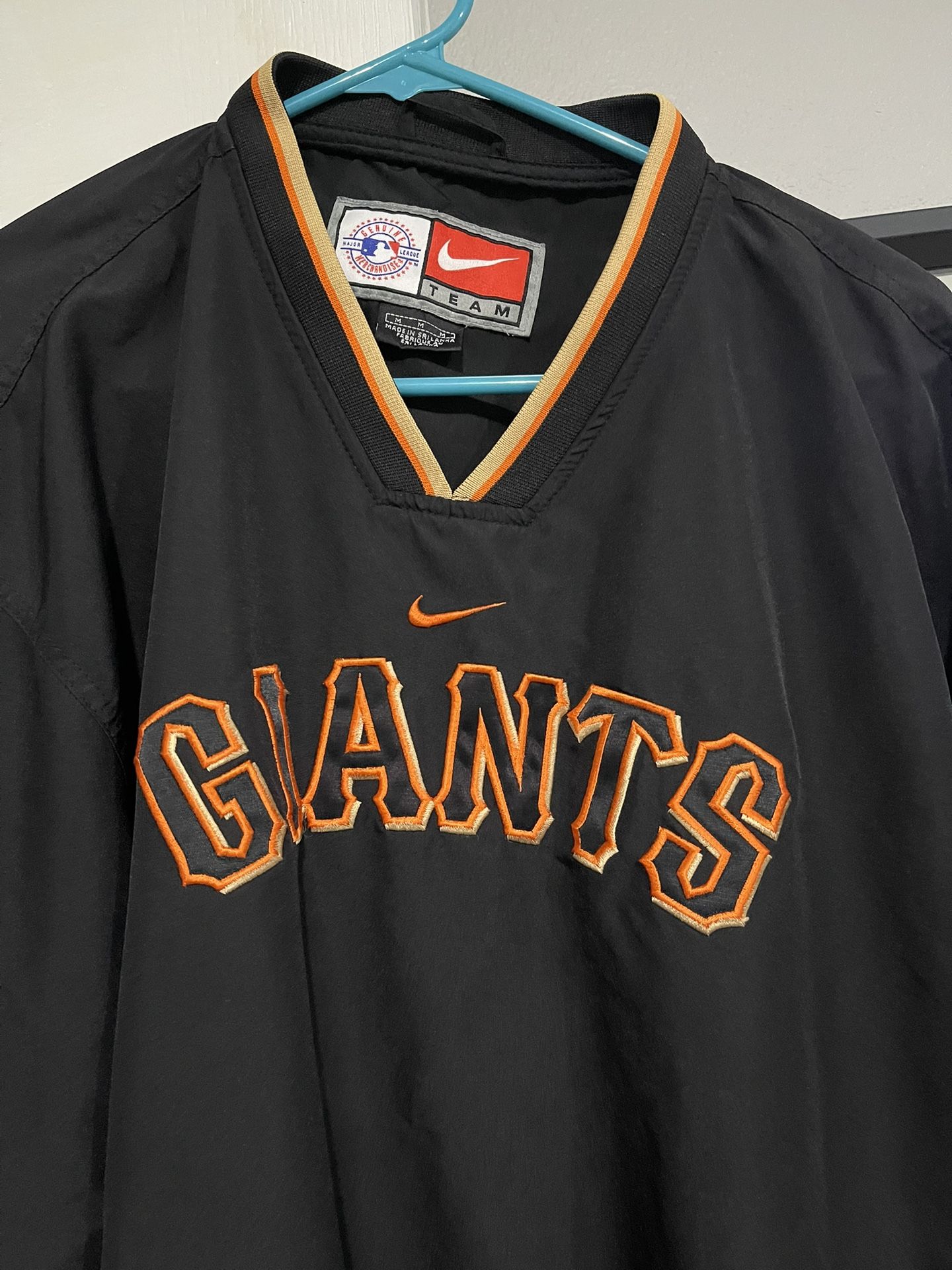 San Francisco Giants Jacket Mens Small Black Orange MLB Baseball Pullover Nike