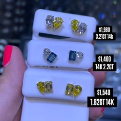 14K  2.2CT Lab Grown Screw Back Earrings 