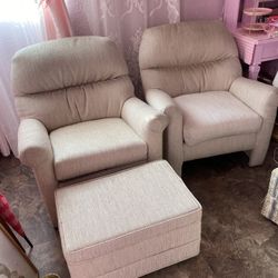 Single Sofa Set Of 2 ...1 Each With Ottoman ..not Reclinable