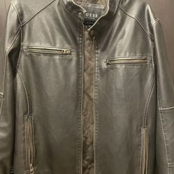 Men’s Guess Leather Motorcycle Jacket Size Large 