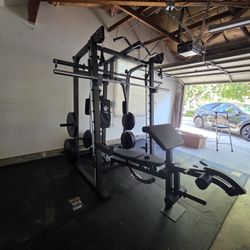 New Home Gym Smith Machine Sm2001 | Multi-Use Adj Bench | 230lb Weight set | Advance Barbell | FREE DELIVERY🔥