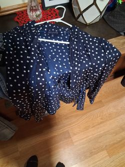 Blue and white dot women shirt