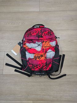 The North Face Borealis Backpack Travel School Camping Bag Fiery Red Abstract print
