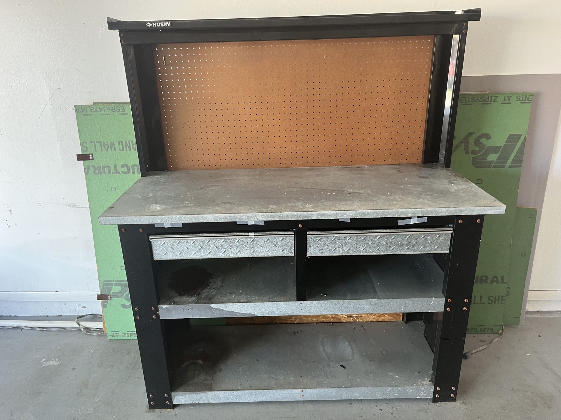 Nice Heavy Duty  Metal Work With Pegboard Backing.   