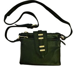 Black Leather Shoulder purse with Snap Closure