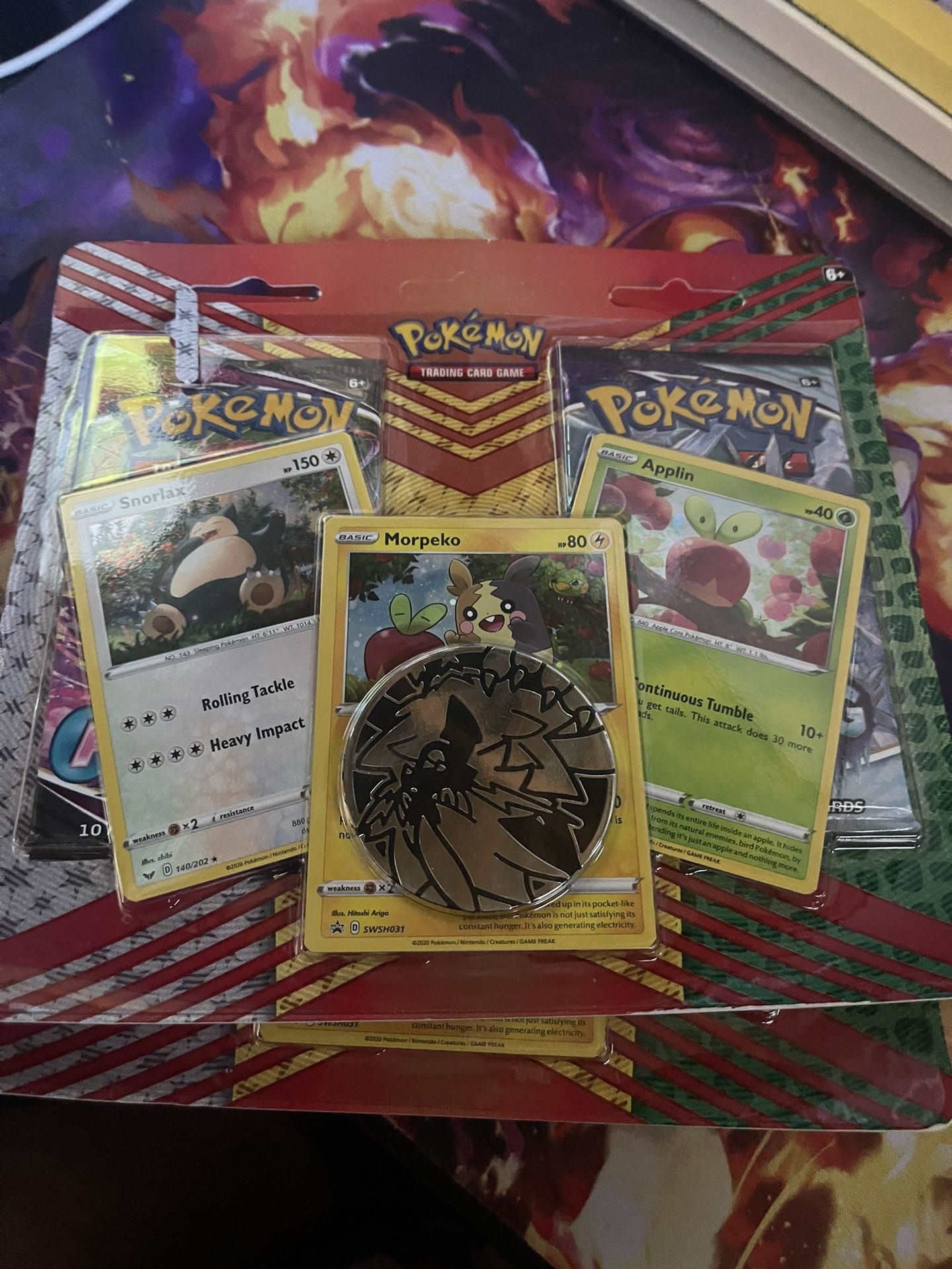 Pokémon TCG: Snorlax, Morpeko & Applin Cards with 2 Booster Packs & Coin