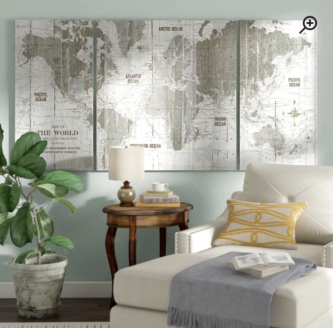 3-piece Canvas Graphic Art - World Map