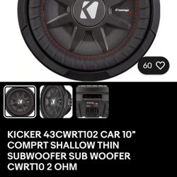 Sub and Amp Combo For Sale. 2 10” Kicker Comp 2 Ohm Stable And A JL 250/1 Class D Mono Amp For Sale