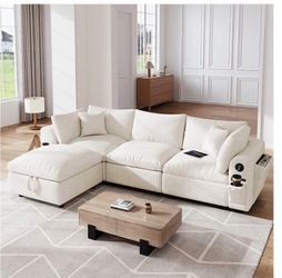 NOT FULLY ASSEMBLED Modular Couch with Cup Holders and USB Charger