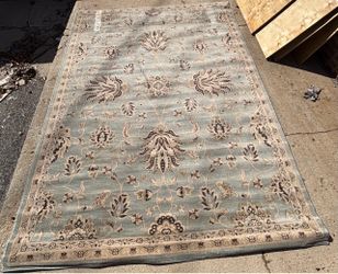 Valued over $200 Traditional Floral Area Rug Light Blue like new