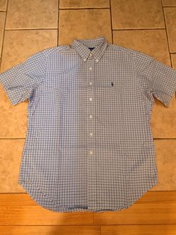 Polo Ralph Lauren Men’s XL Classic Fit Short Sleeve Blue White Check Tattersall Button Down Shirt Navy Pony