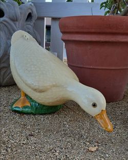 Vintage Ceramic Duck Garden Statue