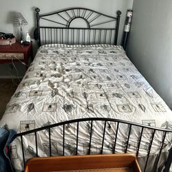 Metal “Full Size” Bed Frame with Matching Metal Headboard and Footboard 