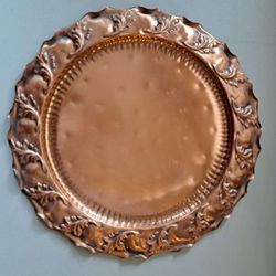Vintage Gregorian Copper Plate Art Hand Hammered Serving Tray Made in USA