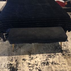 Queen Size BEDFRAME Mattress And Stool