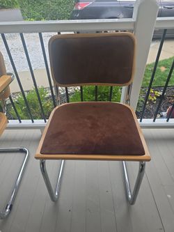 Mid Century Modern Suede and Wood Chair