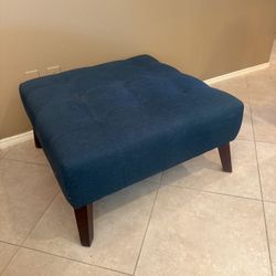 Navy Blue Fabric Ottoman 
