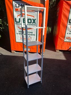 Tall White 5-Tier Narrow Bookshelf