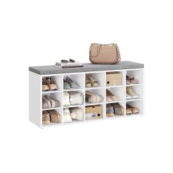 Shoe Bench, Storage Bench with Padded Seat