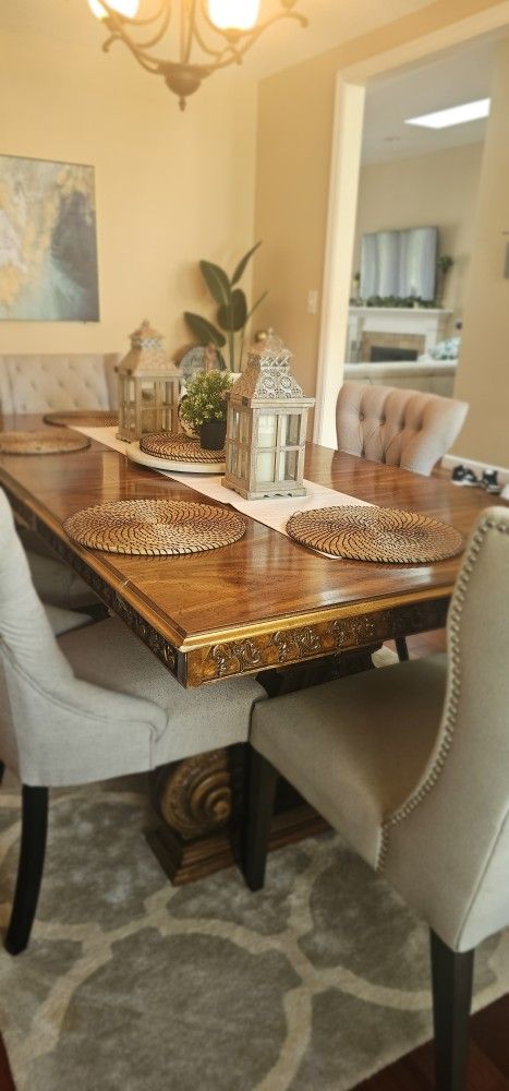 SOLID WOOD , CARVED TABLE