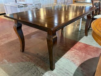 Dark Sturdy Curved Leg Dining Table