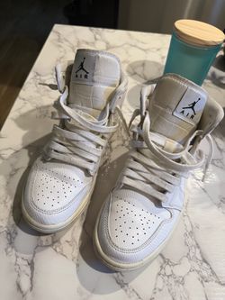 Air Jordan 1 Mid White Snakeskin Sneakers