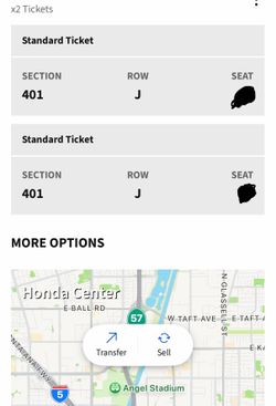 Mana tickets Honda center 6/5/26