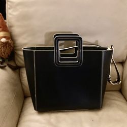 STAUD Square Handle Tote Bags Like New Navy Blue 