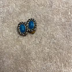 Silver And Blue Earrings 