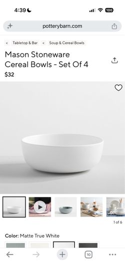 Pottery Barn Mason Stoneware Cereal Bowls - Set Of 4 share $32