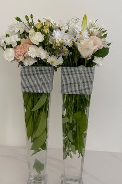 9 Wedding Glass Centerpiece Vase - Rhinestone Glam Decor