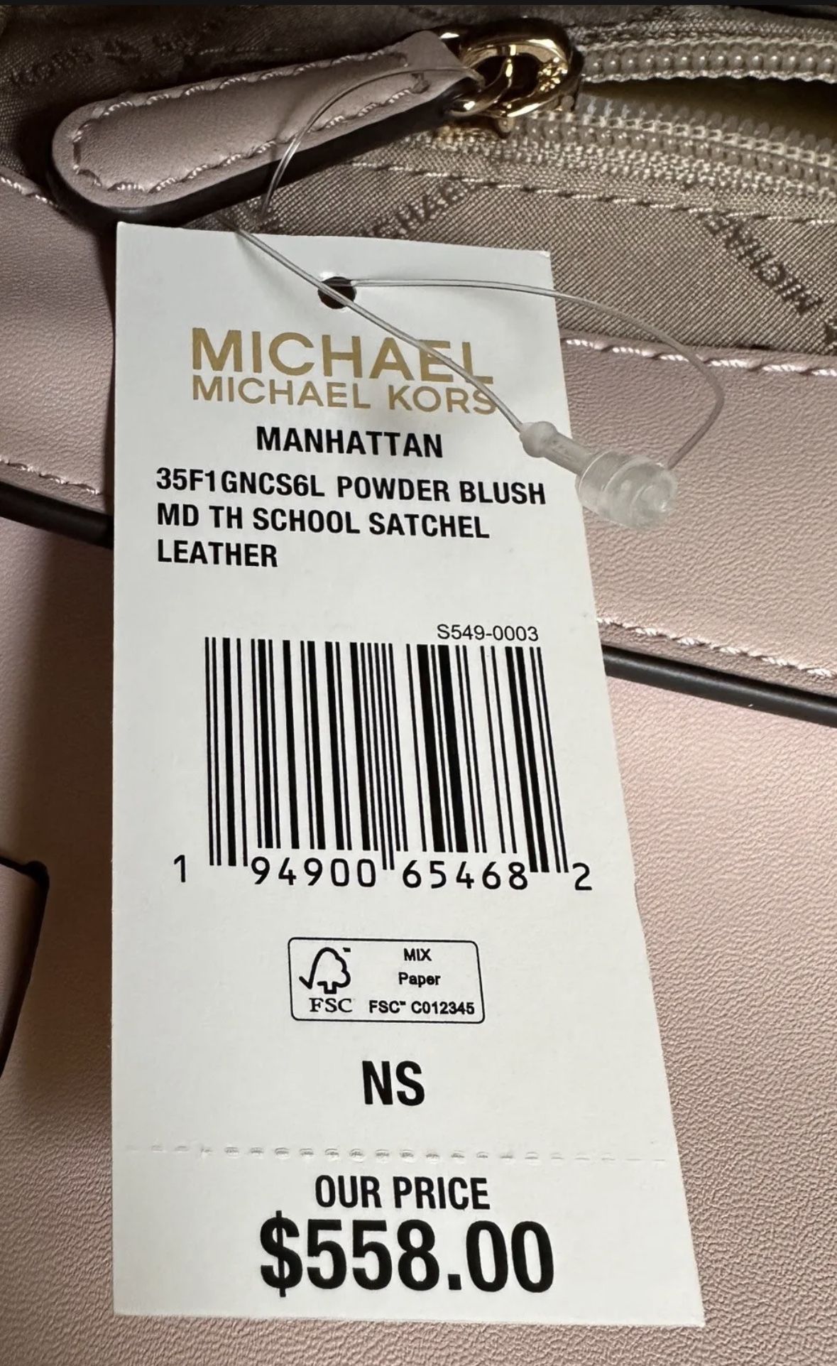 Michael Kors Manhattan Medium Powder blush Pink Leather Satchel