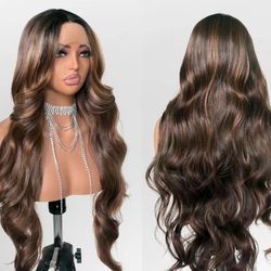 LOVESOUL Premium Human blend 32 Inch Wig middle part HD Lace 