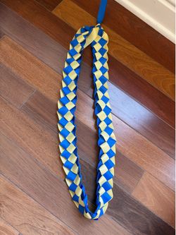 Braided Ribbon Lei in Royal Blue and Yellow