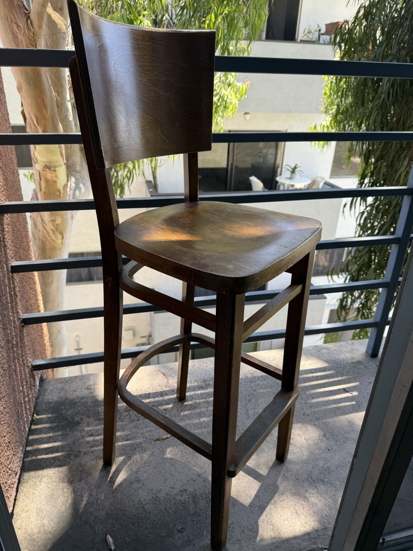 2 Wooden Bar Stools With Backrest