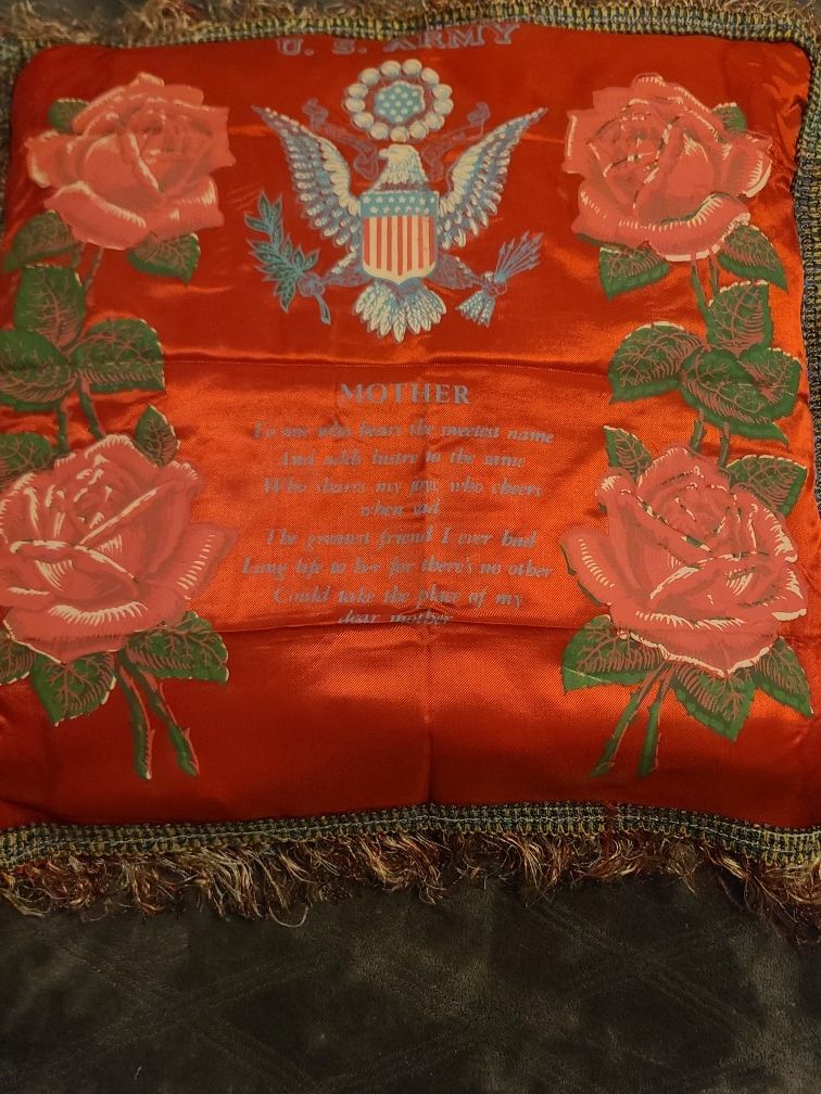 3 US ARMY WW2 Silk Pillow Cases To Mother And Father