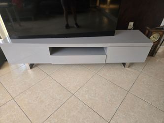 Modern Gray Gloss TV Stand with Storage