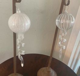 Large Glass Teardrop Swirl Shape Hanging Ornaments