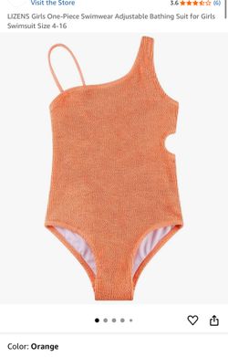 Girls Orange Swimsuit Size 6/7 Brand New