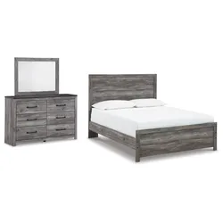 Bronyan Queen Panel Bed with Mirrored Dresser Durable
