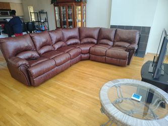 6 piece all leather sectional with 2 reclining seats