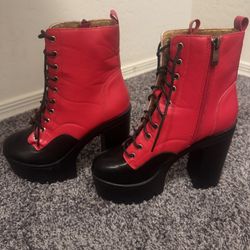 Red and black boots 