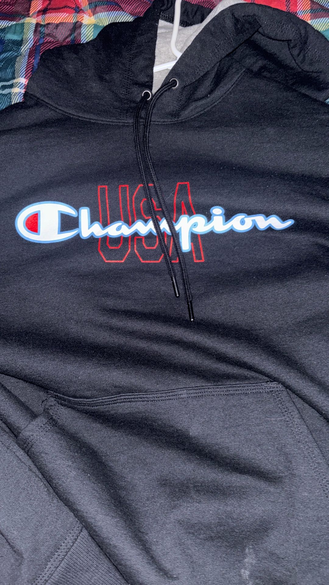 Champion, Usa, Navy, Blue Sweatshirt, Size Medium Hoodie