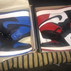 Jordan 1 Red Toes,  Jordan 1 Royal's ( custom) , And Oregon SE 5's