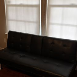 Black Leather Futon W Cup Holders