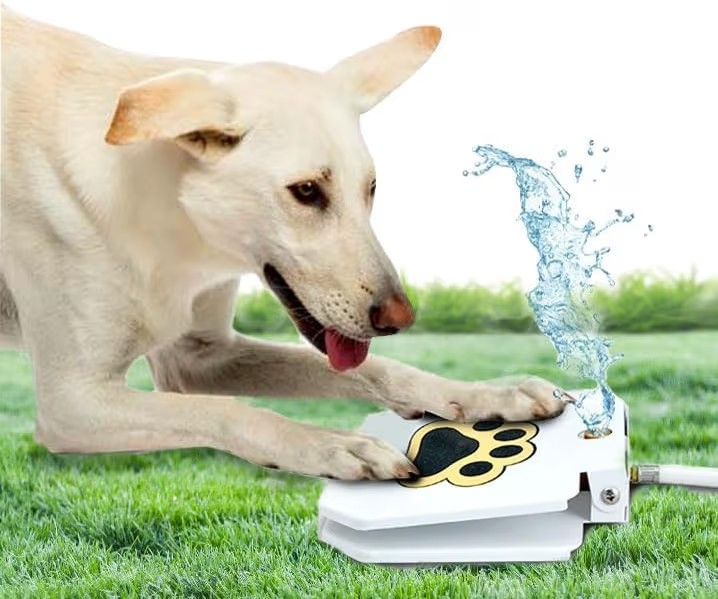 Trio Gato's Outdoor Dog Water Fountain Step On, Dog Sprinkler Paw Activated, Drinking Pet Dispenser, Provides Fresh Water, Sturdy, Easy to Use