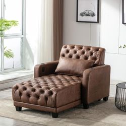 0533  Adjustable Large Sofa Reclining Chair，Comfort Polyester Fabric Chaise Lounge Indoor with Wireless Charging and Lumbar Pillow for Bedroom Apartme