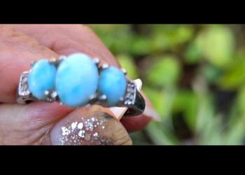 3 Stone Sterling Silver Ring Larimar size 10 Culver City