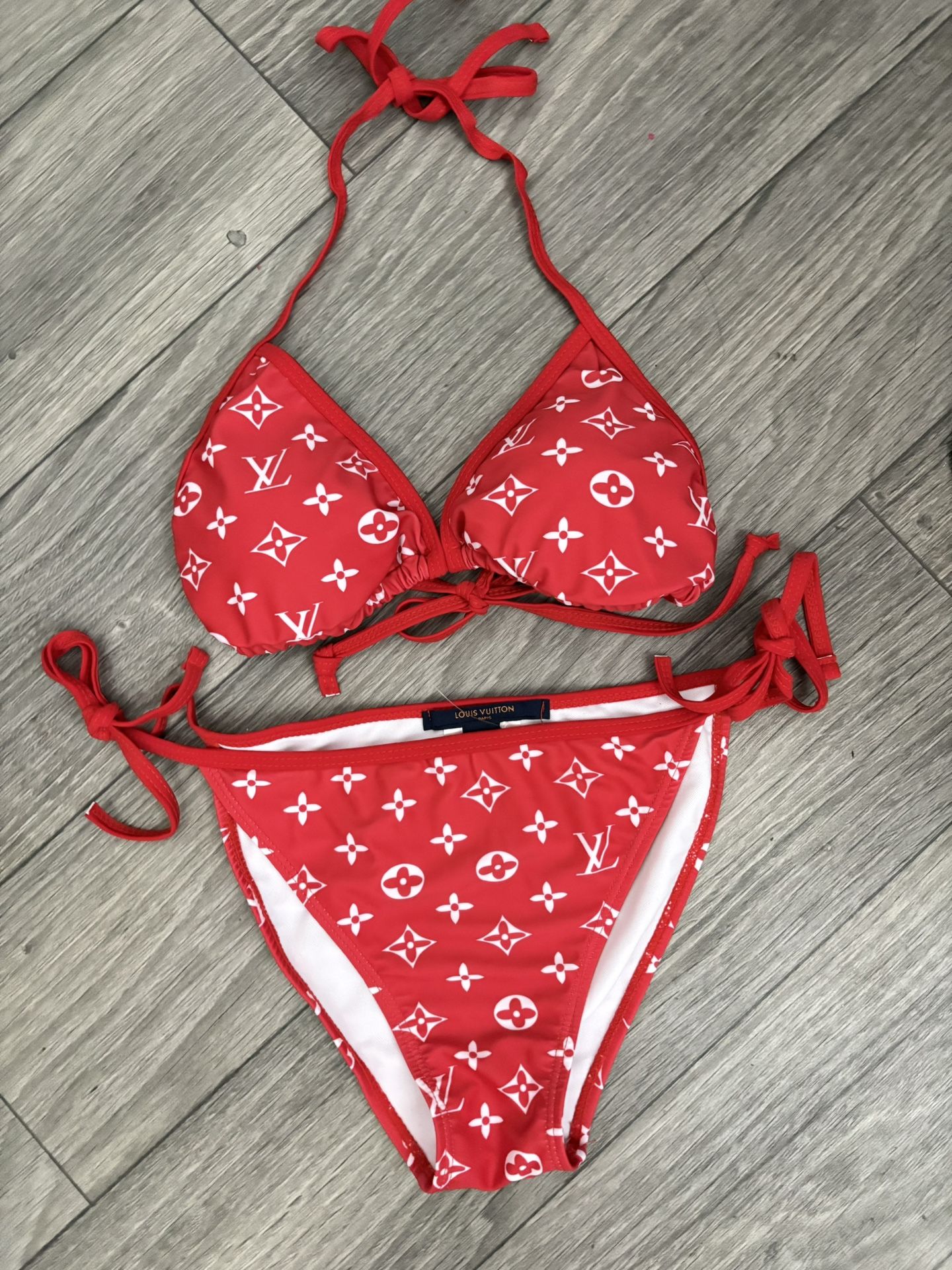 Red/White GG Logo Print Bikini – Size XL (Last One)
