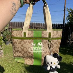 Coach Signature Heritage Stripe Tote Bag